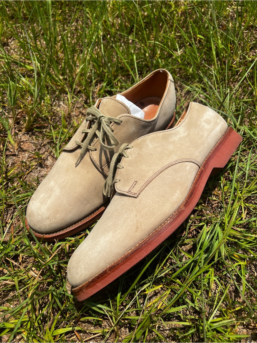 CLEAN Allen Edmonds size 9 Mens Orlean Style Nubuck Beige Oxford shoes